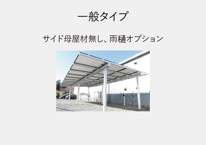 一般タイプ サイド母屋材無し、雨桶オプション